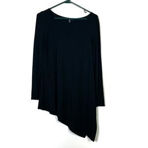Eileen Fisher Black Asymmetrical Tunic Top XS EUC